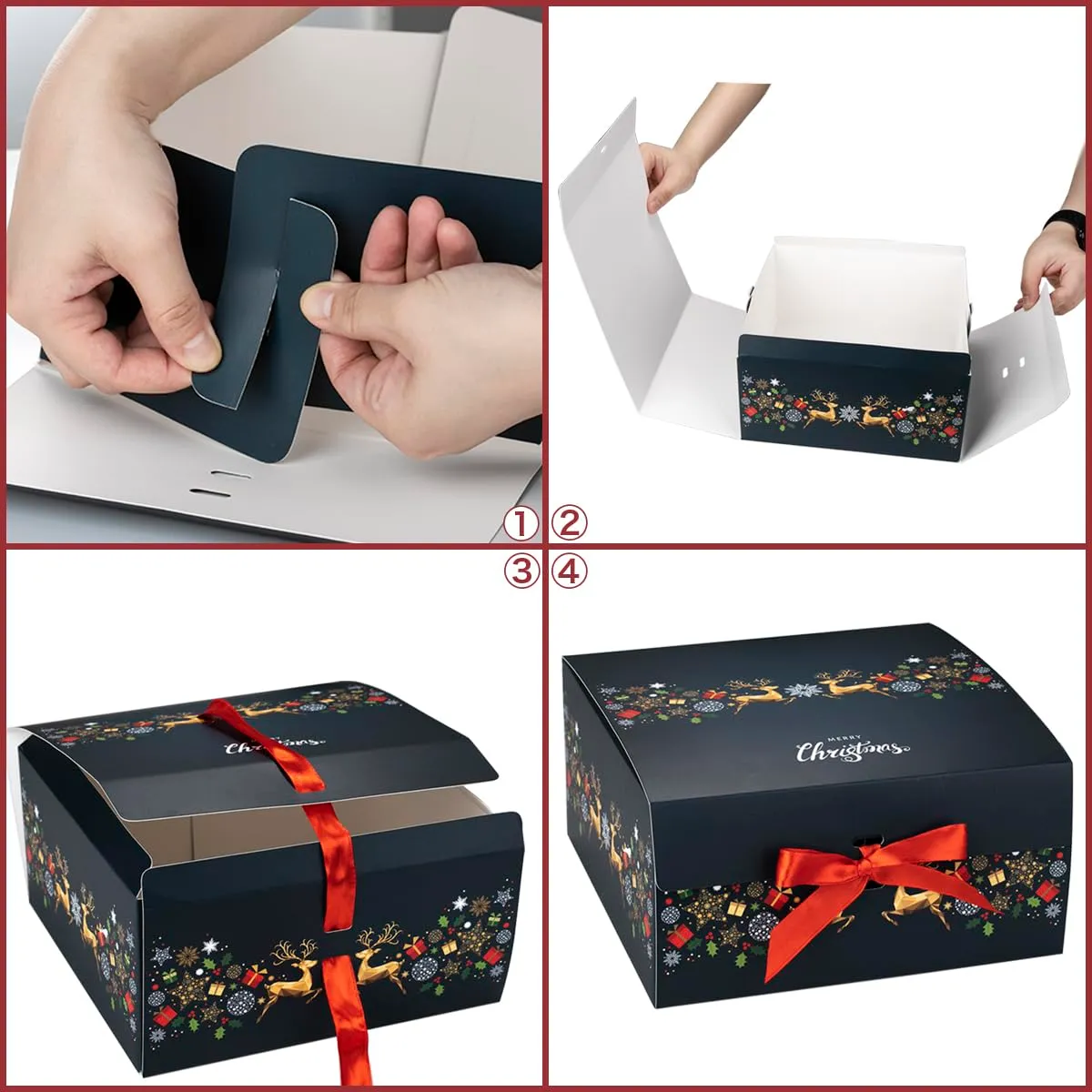 christmas gift boxes with lids gift boxesand red ribbon christmas themed pattern small gift boxes for christmas presents gifts easy assemble