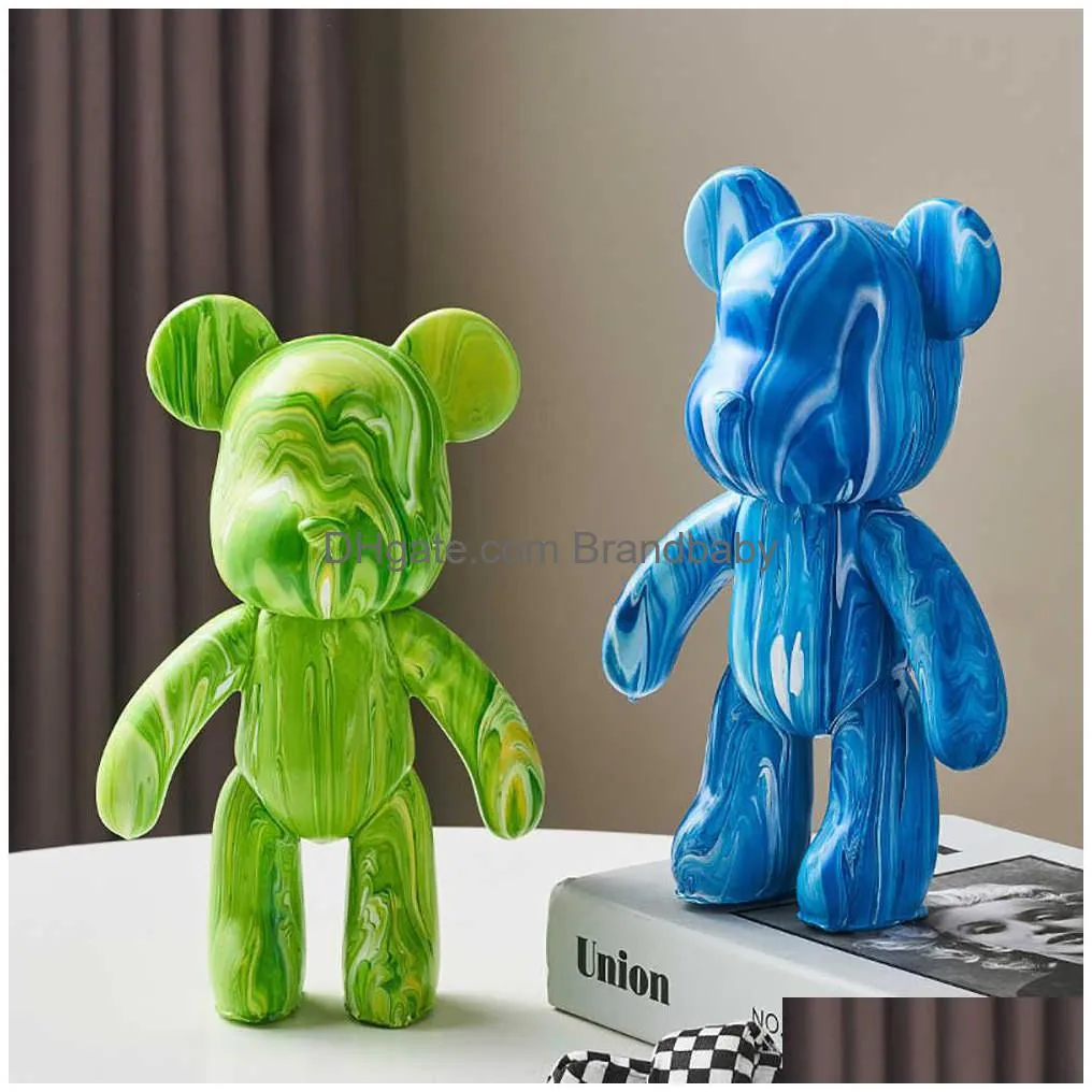 Novelty Games Novelty Games Diy Fluid Dyed Bear Statue Resin Nordic Home Living Room Decor Figurines For Interior Desk Accessories Kaw Dhlsn