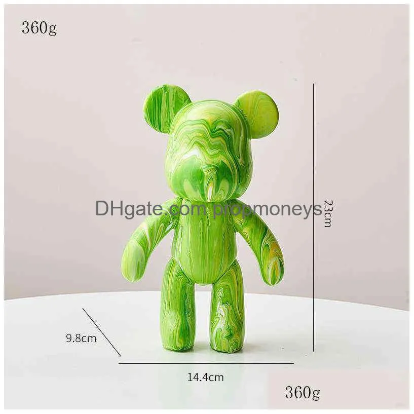 Blocks Diy Fluid Dyed Bear Statue Resin Nordic Home Living Room Decor Figurines For Interior Desk Accessories Kawaii Decoration T22073 Dhuib