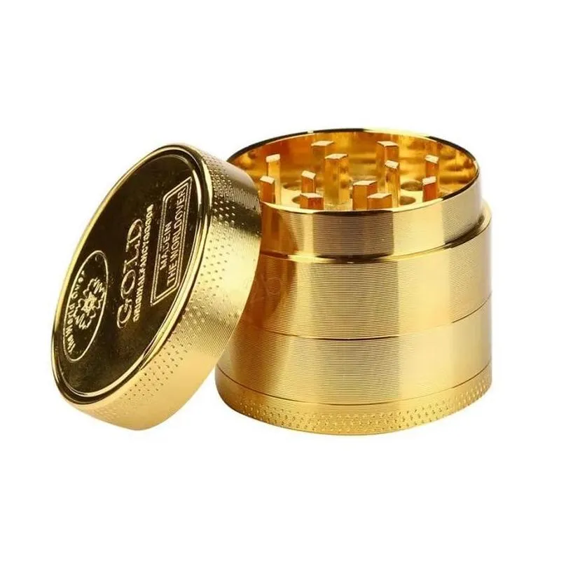 smoking shop metal grinder chromium crusher herb grinder with 4 layers of gold coin pattern 40mm manual smoke grinders