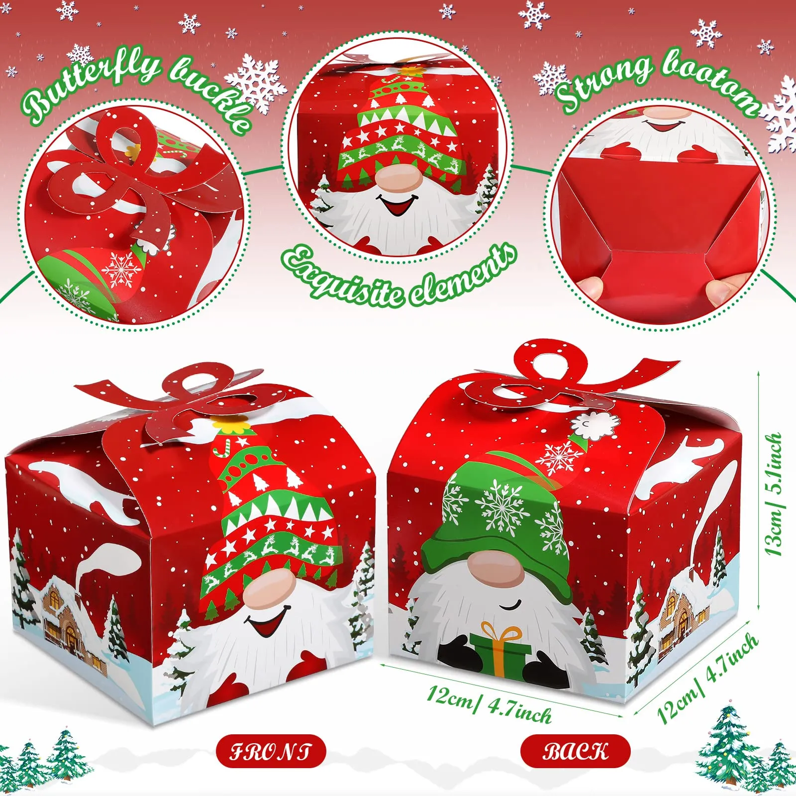 christmas gift boxes with bow 3d xmas holiday goodie paper boxes snowman cardboard treat gift boxes for kids christmas party favors supplies 4.7 x 4.7 x 3.5 inches 8 styles