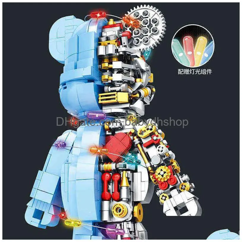 buildmoc ideas technical violent robot bear light figures 1160pcs model building blocks toys for children kids gifts toy bricks g220524