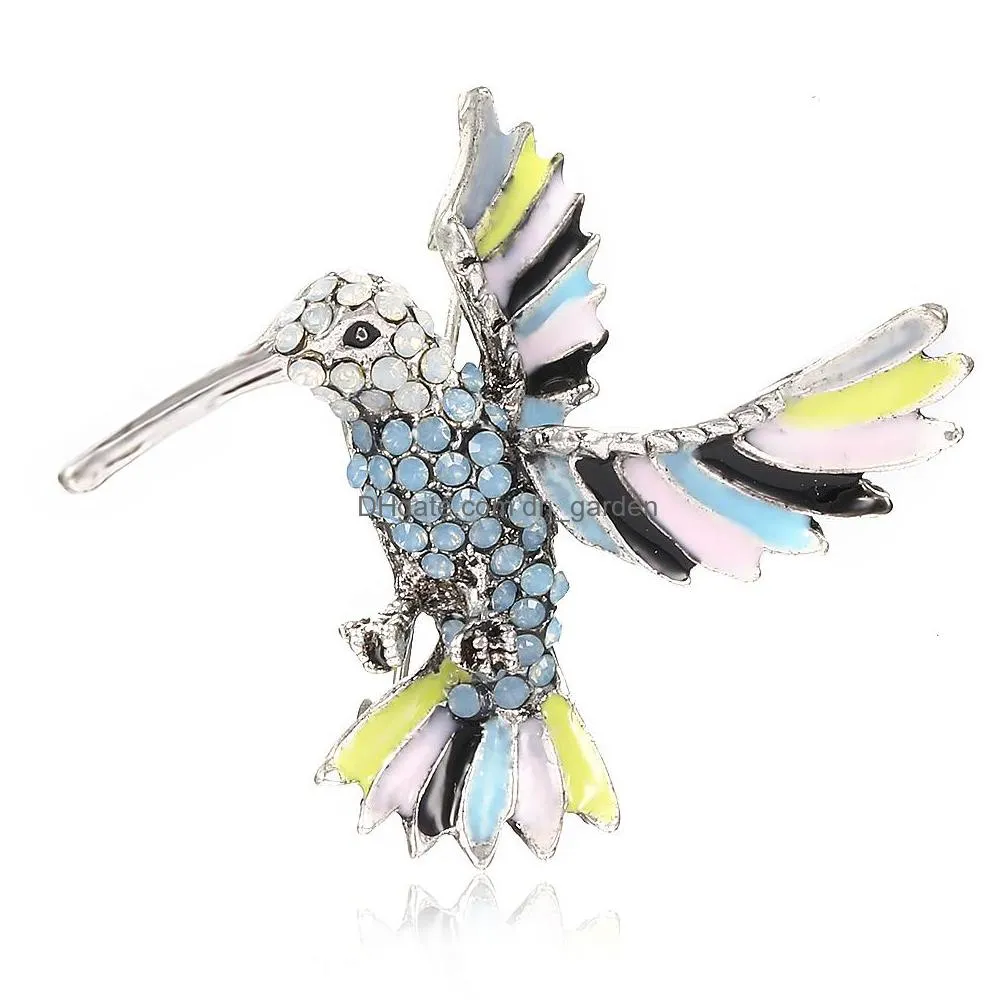 new arrival enamel bird brooch pins fashion cute rhinestone animal brooches unisex women men jewelry colorful gift