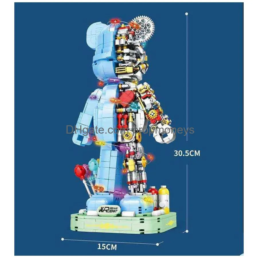 Blocks Buildmoc Ideas Technical Violent Robot Bear Light Figures 1160Pcs Model Building Blocks Toys For Children Kids Gifts Toy Bricks Dhipw