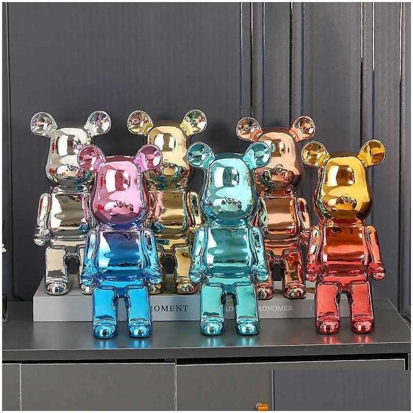 novelty games plating bearbricklys 400% statue violence bear sculpture ornaments decorative figurines living room home decor gift collectible