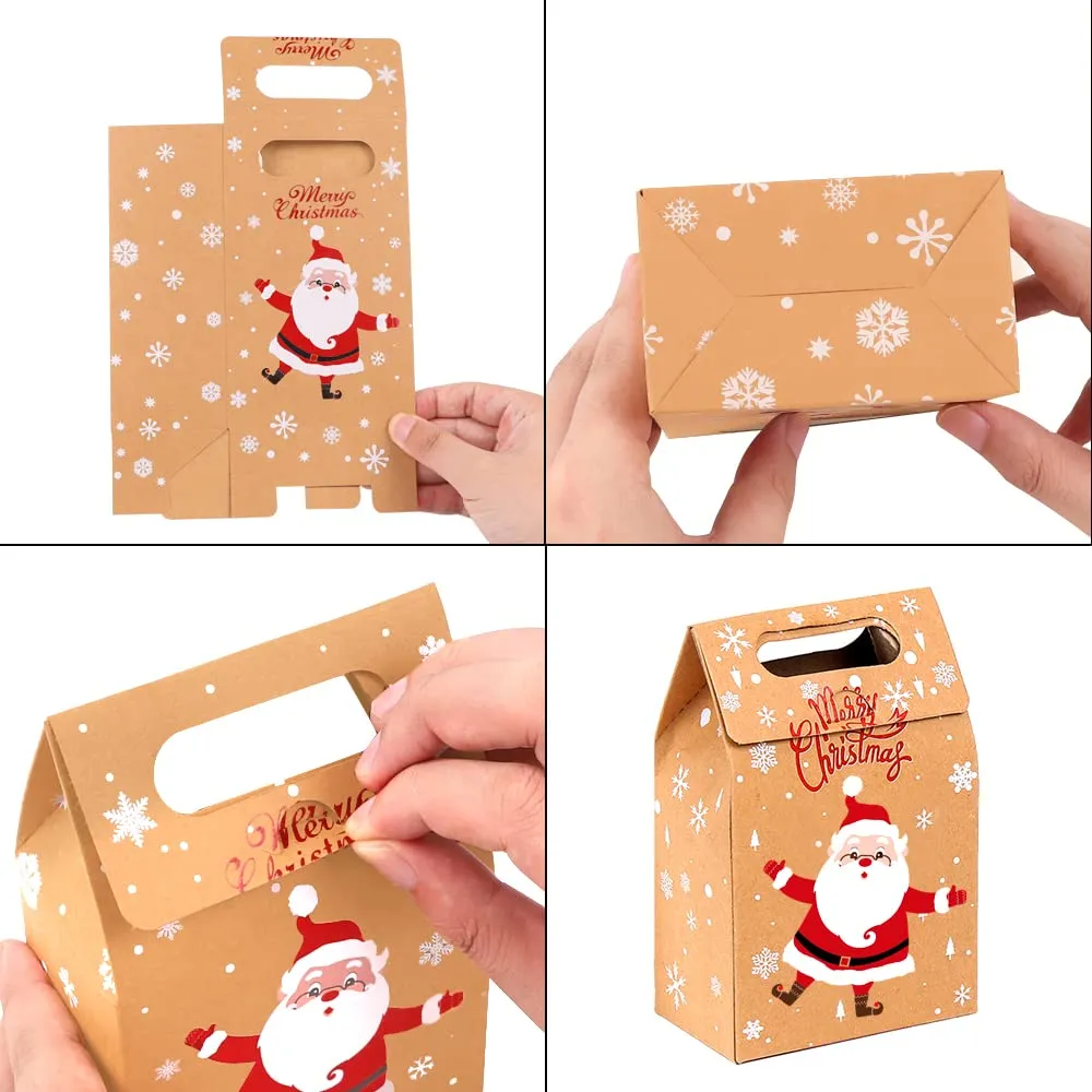 christmas kraft paper treats boxes xmas goodies candy gift bags boxes for christmas party suppies