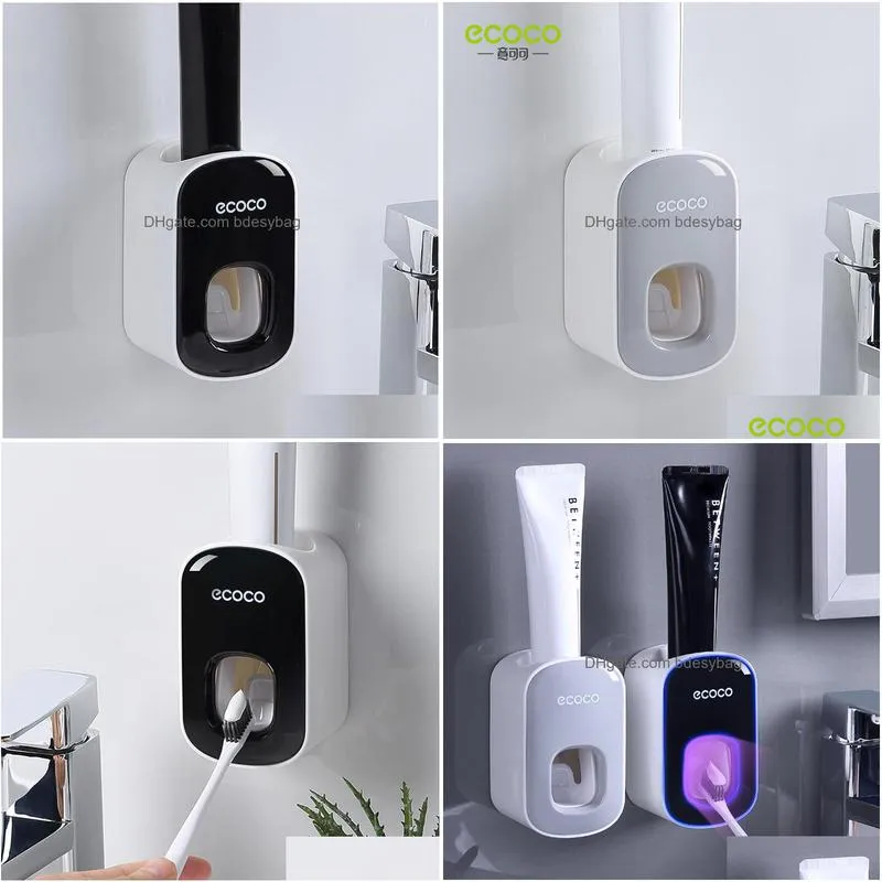 automatic toothpaste dispenser dustproof toothbrush holders wall mount stand bathroom accessories set toothpaste squeezer