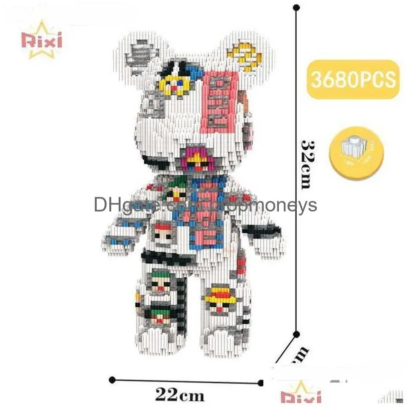 Blocks Blocks Creative Half Anatomy Bear Nano Building Cartoon Colour With Der Model Mini Diamond Bricks Toys For Children Drop Delive Dhsfk