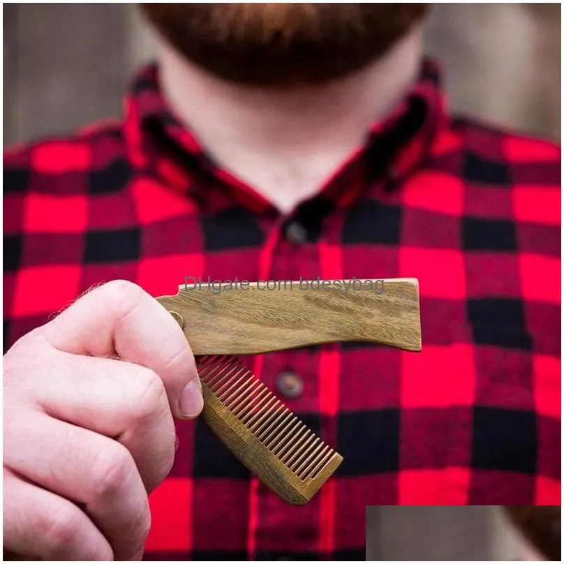 home natural sandalwood comb beard folding pocket comb hairbrush mens beardbrush