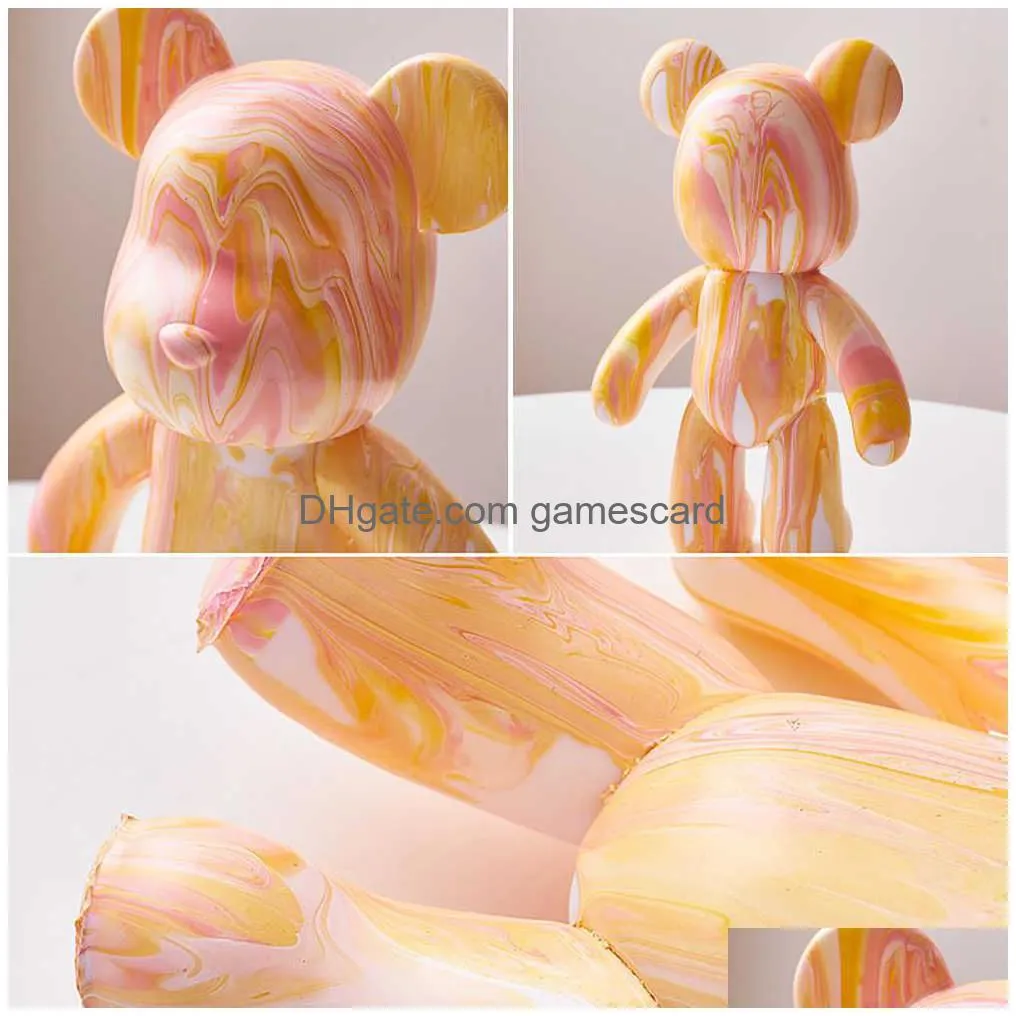 Novelty Games Novelty Games Diy Fluid Dyed Bear Statue Resin Nordic Home Living Room Decor Figurines For Interior Desk Accessories Kaw Dh9Wk