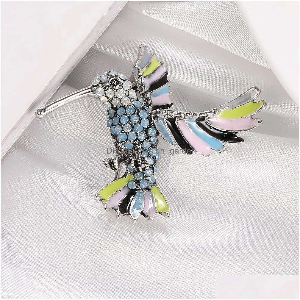 new arrival enamel bird brooch pins fashion cute rhinestone animal brooches unisex women men jewelry colorful gift