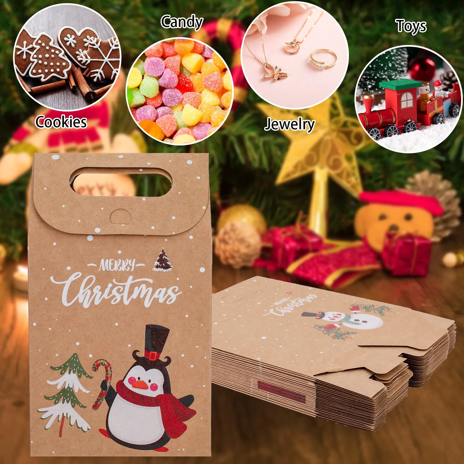 kraft christmas  and candy boxes bulk gift boxes treat boxes goody boxes xmas favor bags for christmas presents little toys christmas party favor supplies decorations