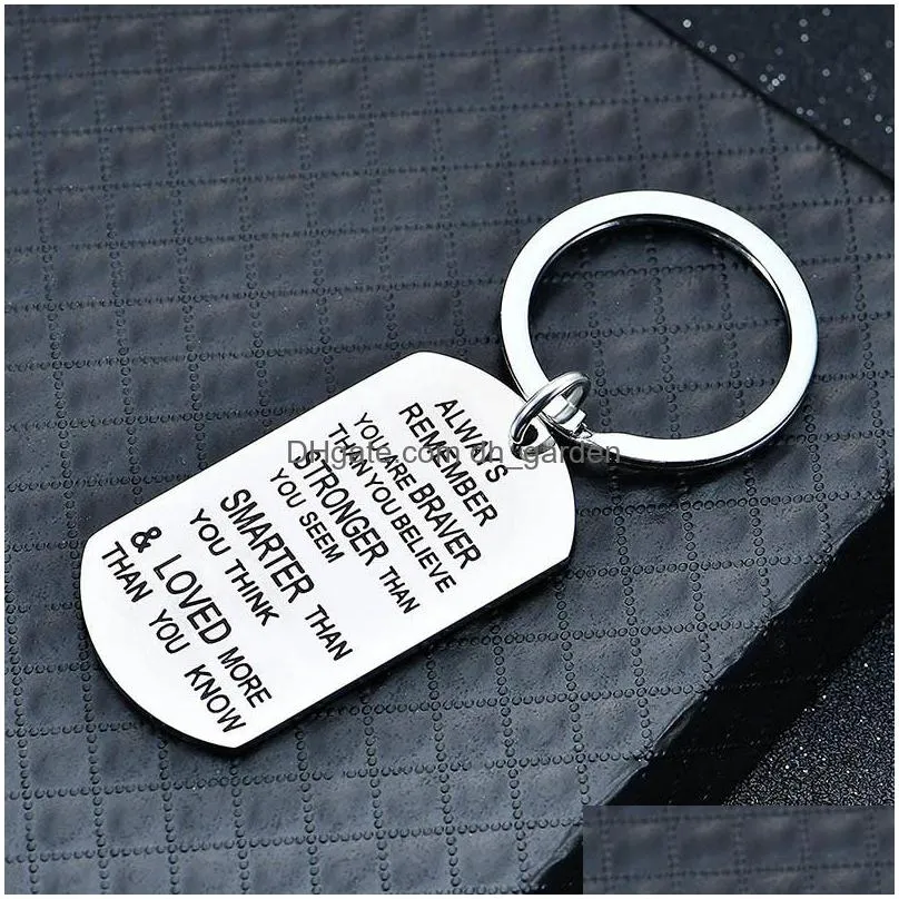 stainless steel key chain ring you are braver stronger smarter than you think pendant keychain for family friend lover giftz