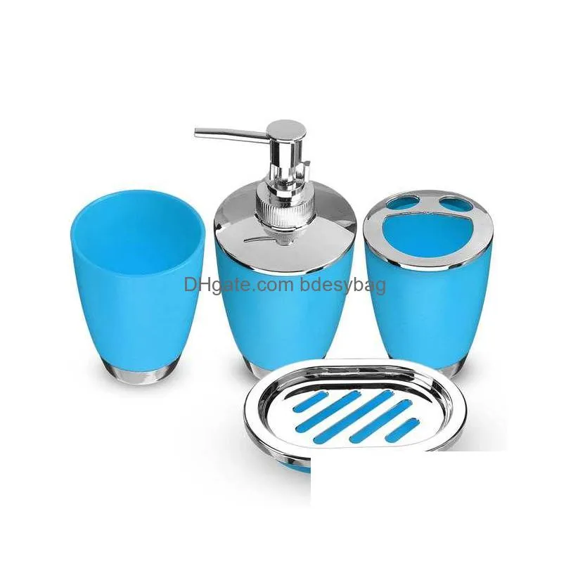 bathroom set 4pcs soap dish dispenser bottle washroom toothbrush holder cup suit home decoration accessories