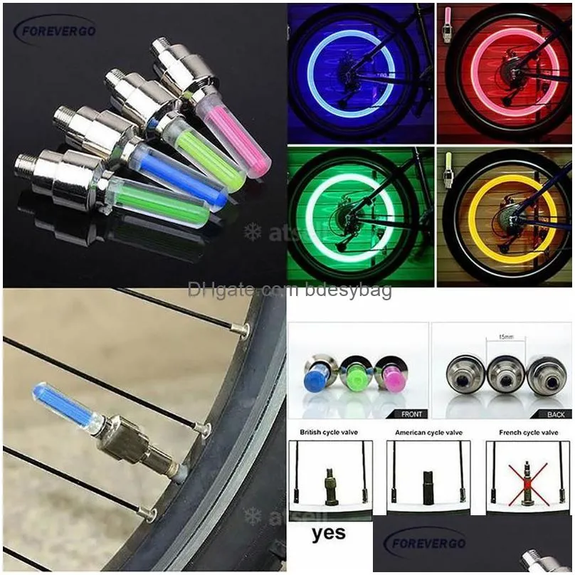 party favor wheel led flash light car tire valve stems caps bicycle motorcycle 2pcs