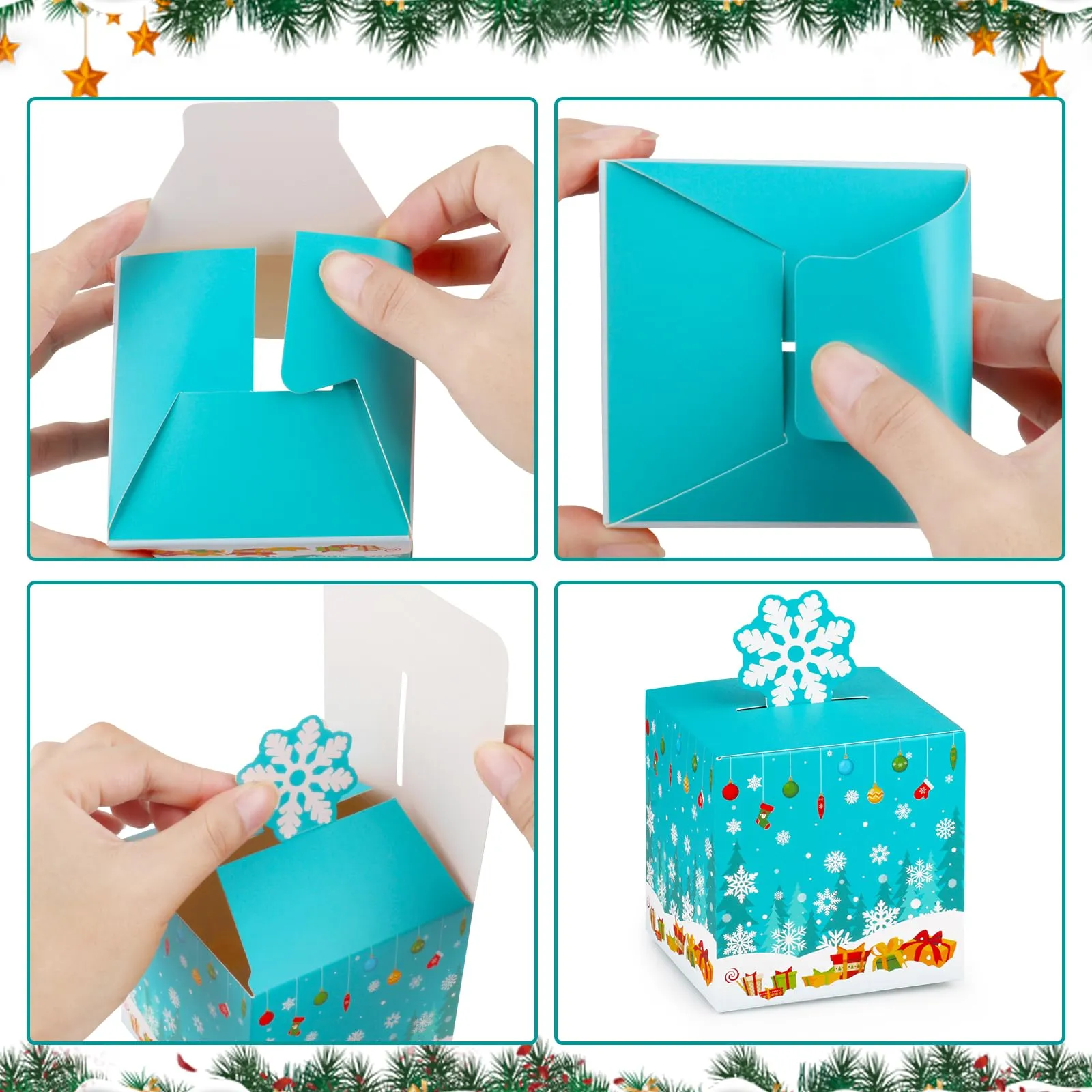 3d christmas gift boxes cute xmas party favor paper treat candy goodies dessert bags christmas cookie containers for gift giving