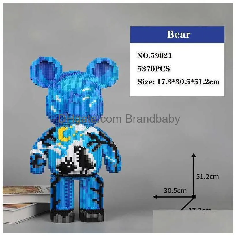Blocks Blocks 5966Pcs Creative The Starry Night Bear Building Block Cartoon Galaxy Model Assembled Magic Bricks Toy For Kids Birthday Dhhgo