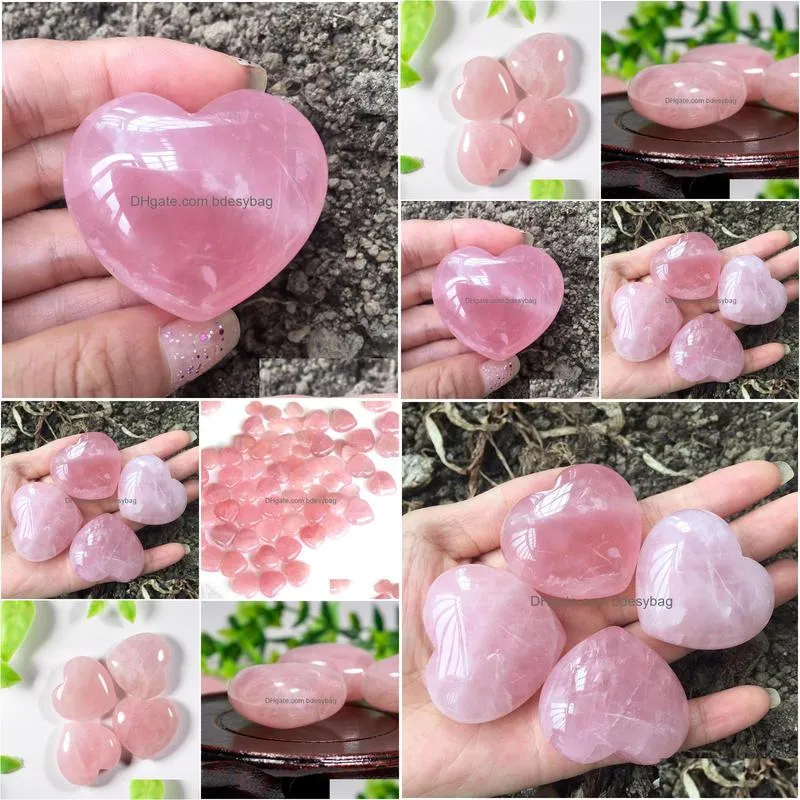 natural rose quartz heart shaped pink crystal carved palm love healing gemstone lover gife stone crystalheart gems arts and crafts