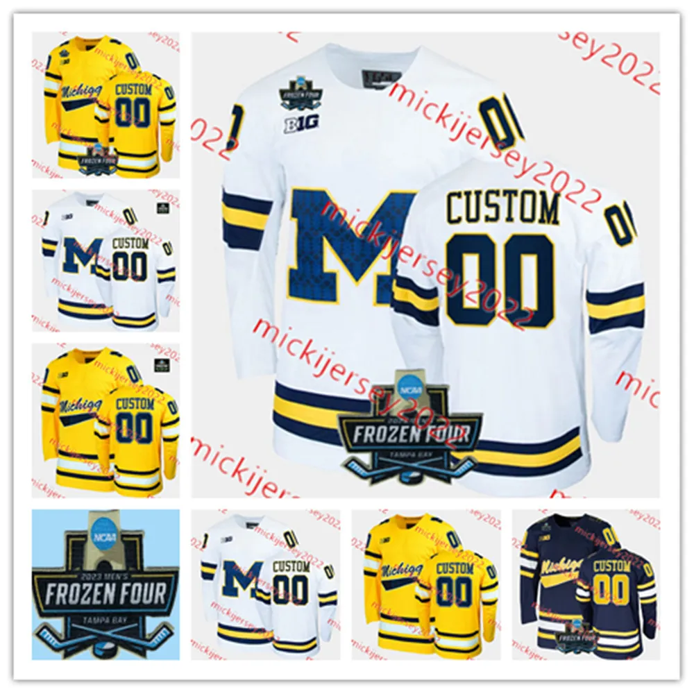 2023 Hombres Frozen Four Michigan Hockey Jersey Kyle Connor 12 Carl
