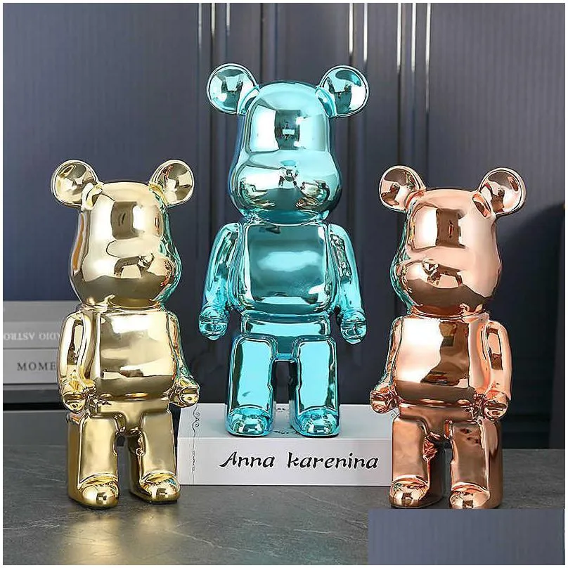 novelty games plating bearbricklys 400% statue violence bear sculpture ornaments decorative figurines living room home decor gift collectible