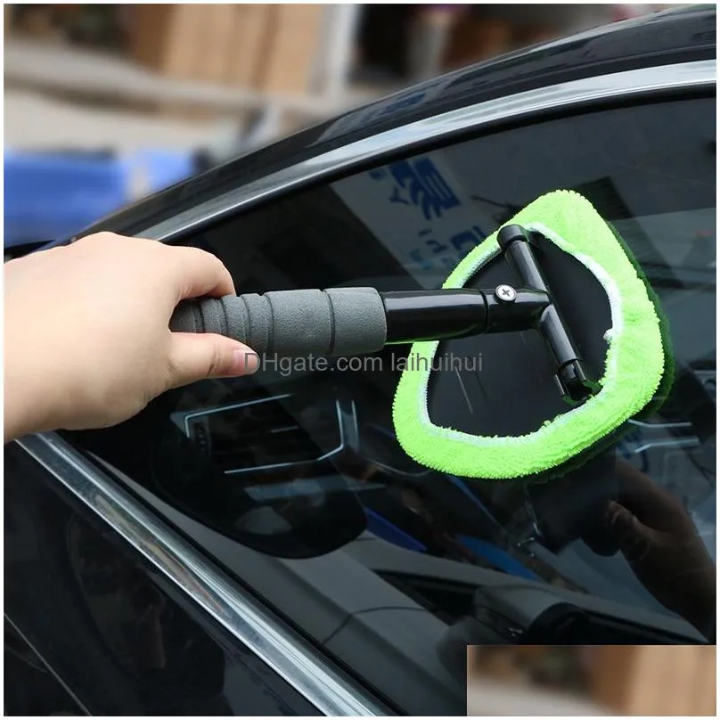 car windshields cleaning brush kit window cleaner with extendable handle washable reusable microfiber cloth pad head auto glass wiper