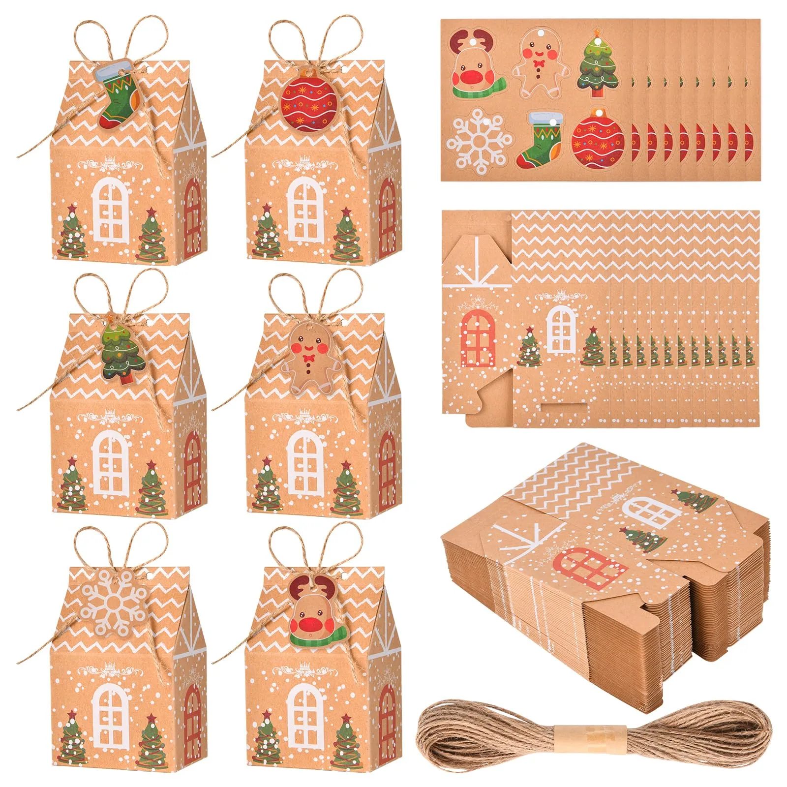 christmas kraft paper treats boxes xmas goodies candy gift bags boxes for christmas party suppies