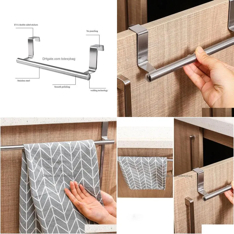 towel rack over door towel bar hanging holder stainless steel bathroom kitchen cabinet towels rag racks shelf hanger