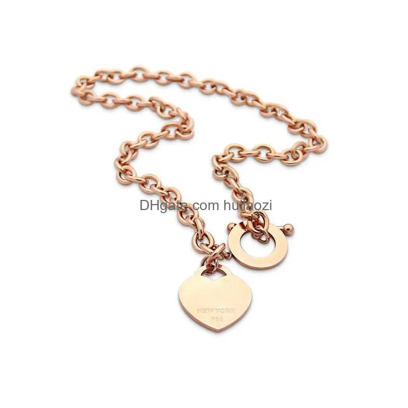  est design chunky o t chains heart charms pendants necklace titanium steel excellent quality collar