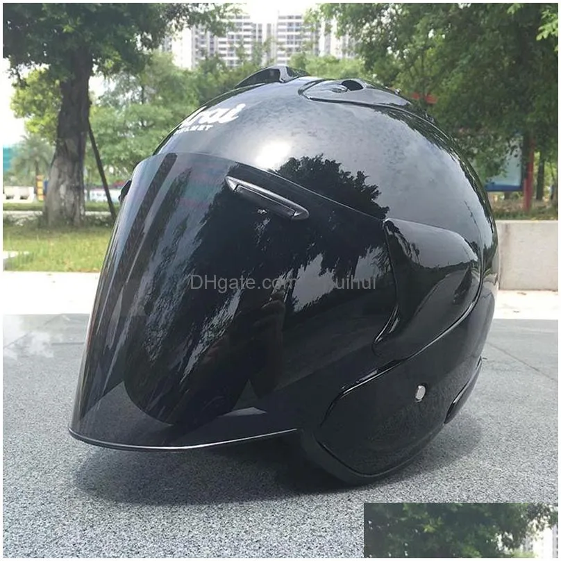 black motorcycle half helmet outdoor sport men and women motorcycle racing helmet open face dot approved1