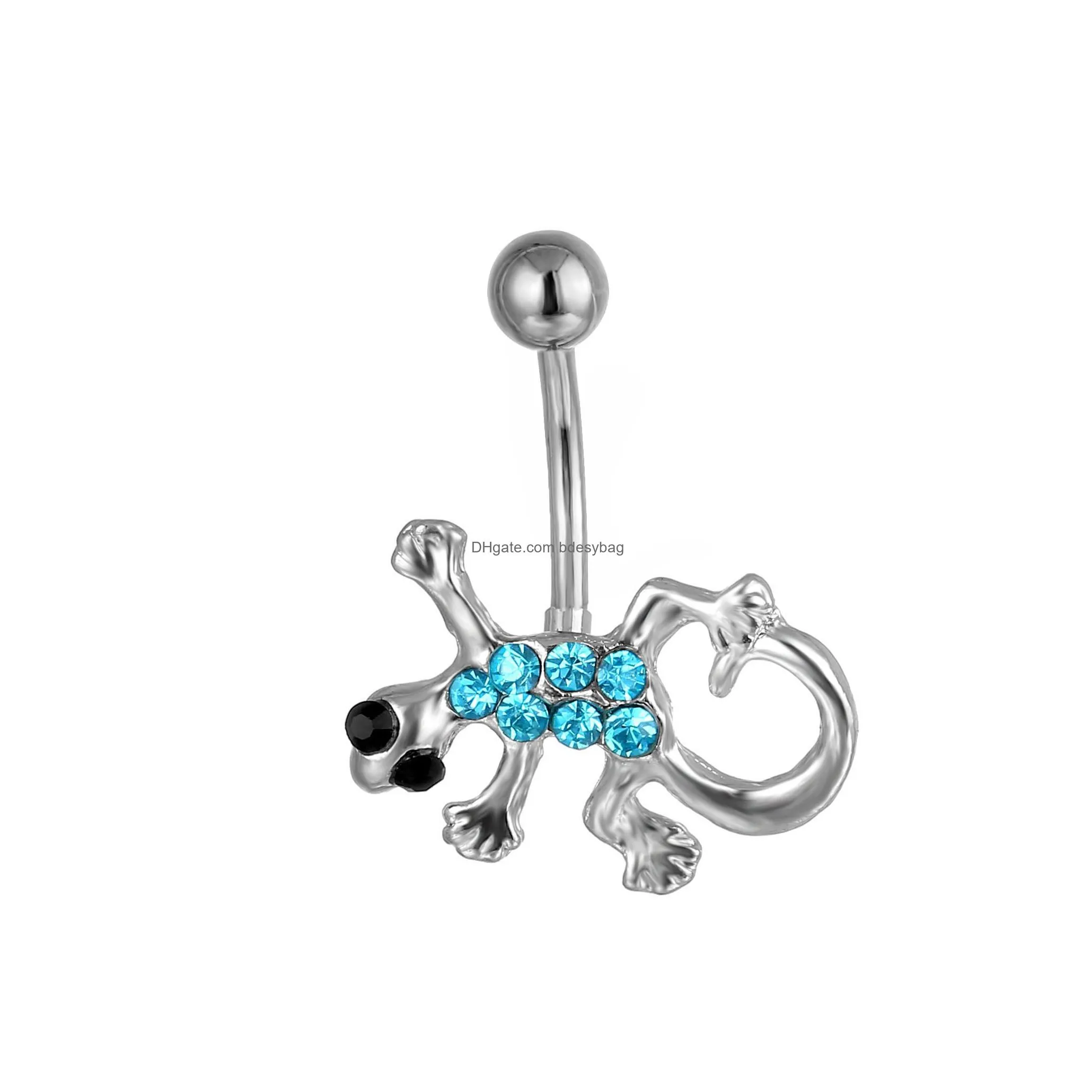 Navel & Bell Button Rings D0106 Lizard Belly Navel Stud Mix Colors Drop Delivery Jewelry Body Jewelry Dhkw5