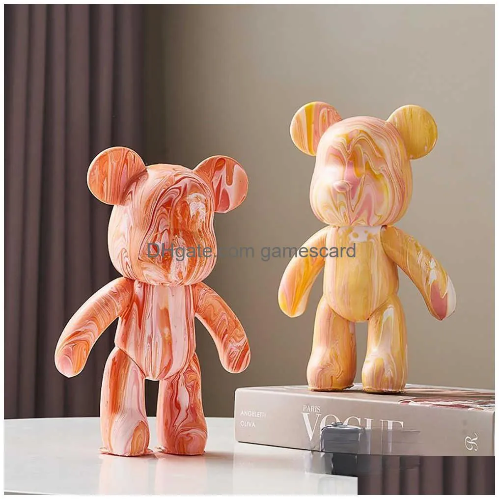 Novelty Games Novelty Games Diy Fluid Dyed Bear Statue Resin Nordic Home Living Room Decor Figurines For Interior Desk Accessories Kaw Dh9Wk