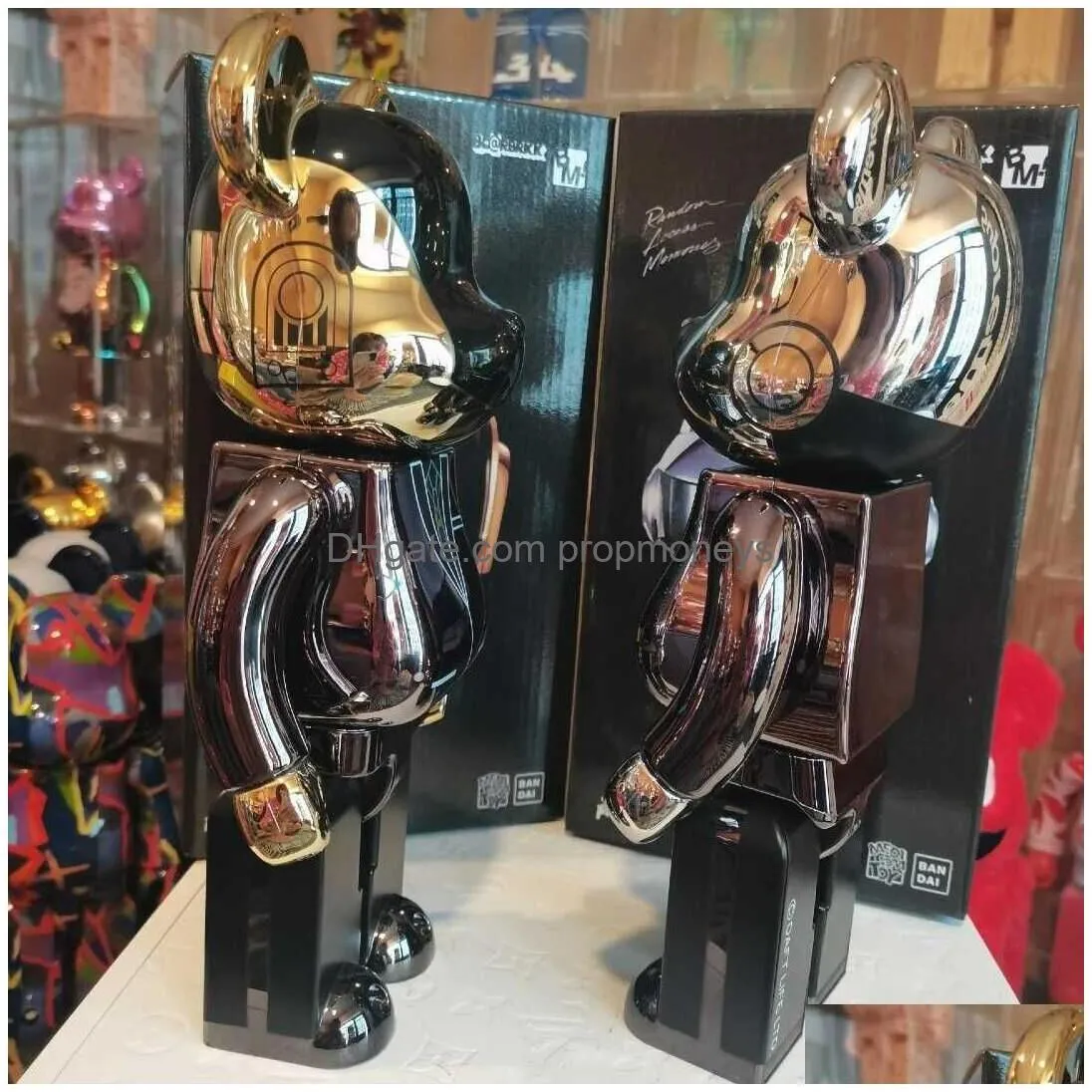 Novelty Games Novelty Games Bearbrick Daft Punk 400% 28Cm Joint Bright Face Violence Bear 3D Original Ornament Gloomy Statue Model Dec Dh0Ac