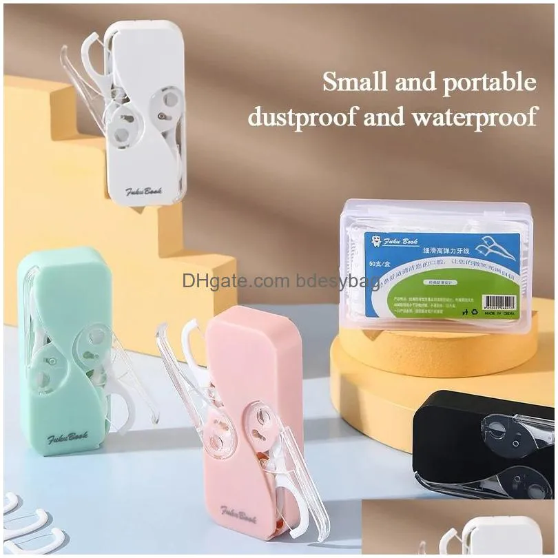 home plastic automatic portable teeth floss storage box floss pick dispenser convenient practical great for traveling camping