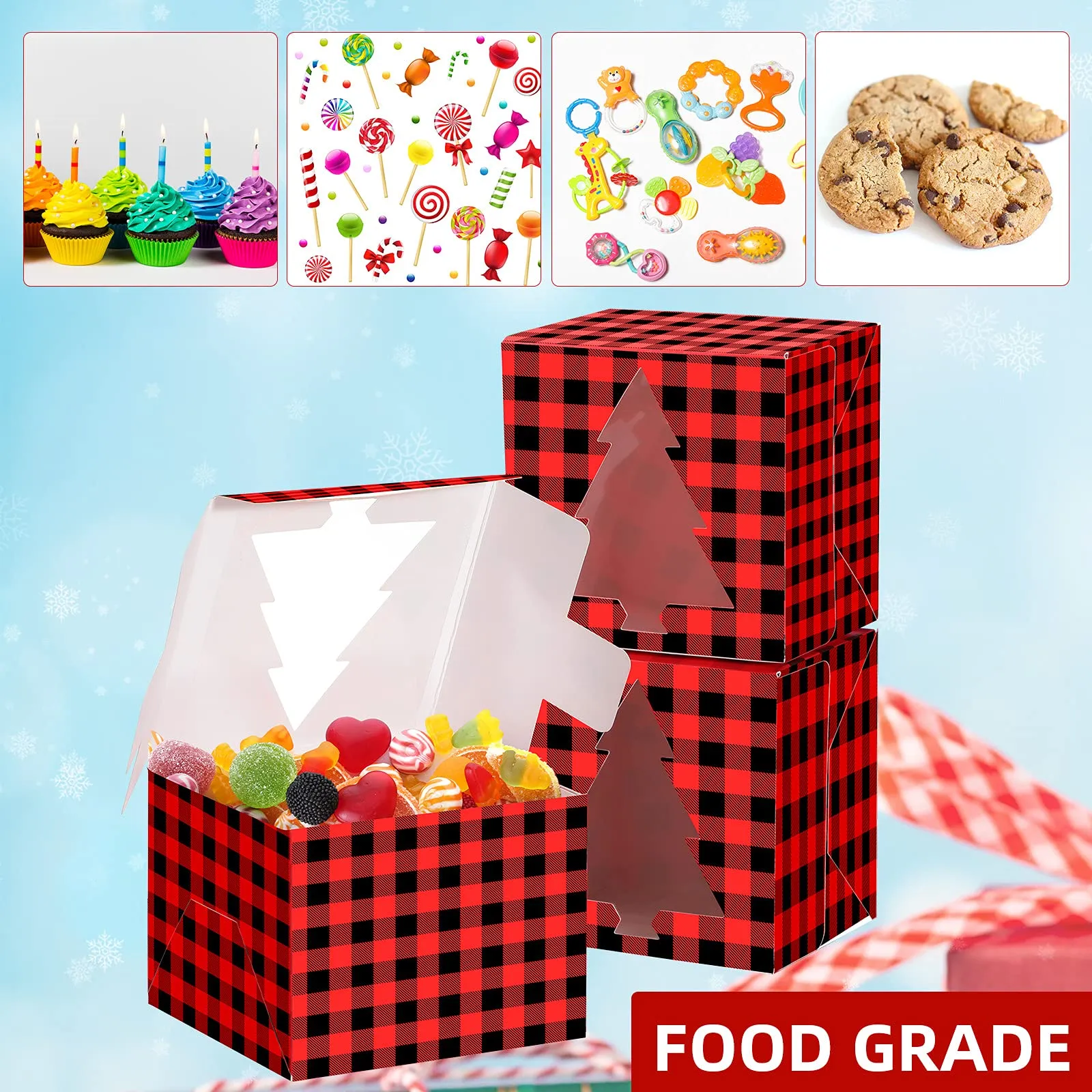 christmas cupcake boxes plaid bakery boxes plaid cookie candy boxes treat boxes cupcake goody favor boxes with christmas tree pattern for christmas storage decor red and black