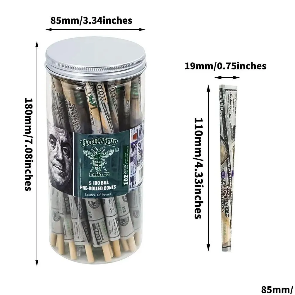 cigarette cigar accessories us dollar horn pipe 110mm canned rolling paper smoke pipes