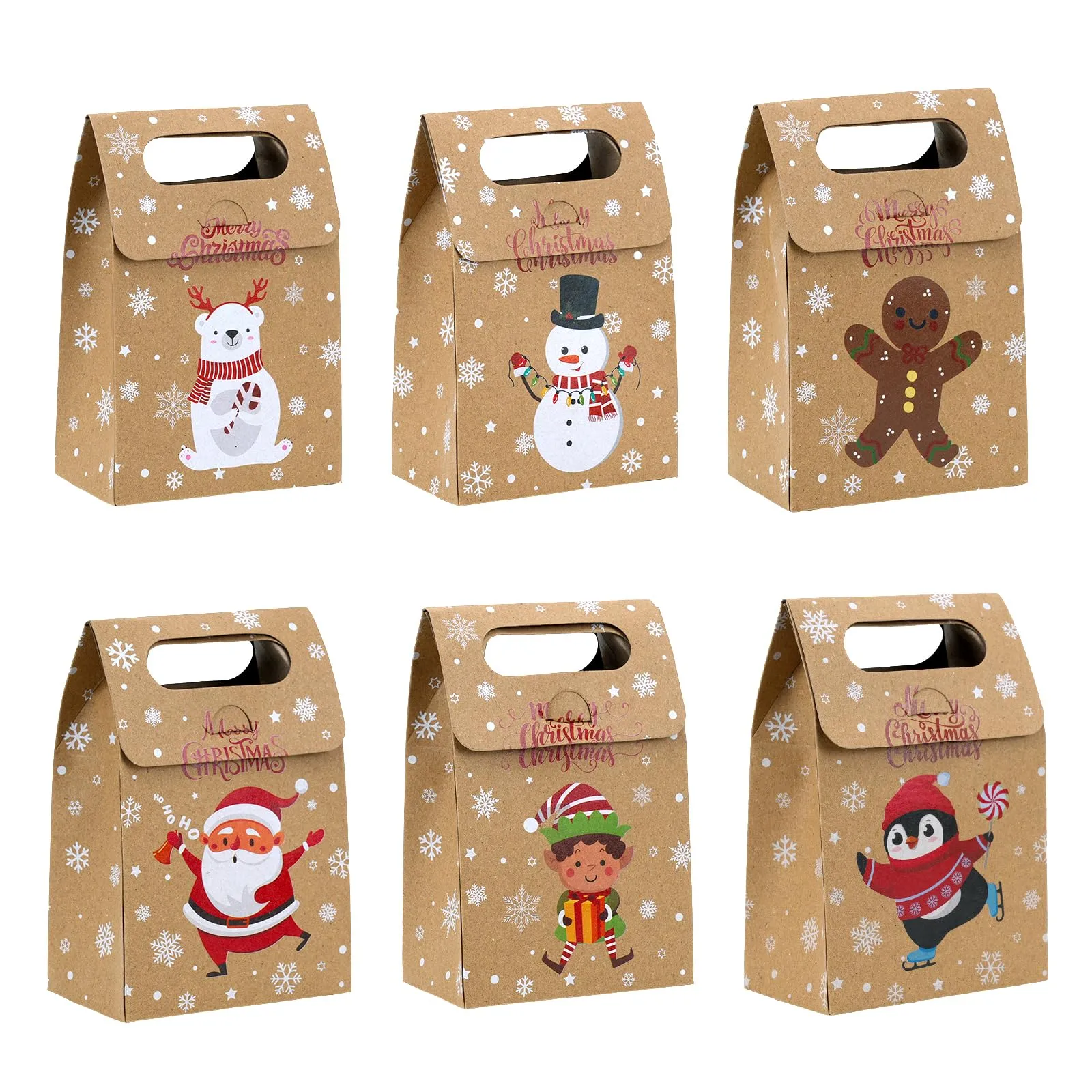 christmas treat boxes plaid santa elf snowman elk gingerbread xmas cardboard present candy cookie boxes with handles holiday party favor supplies 4 designs vivid style