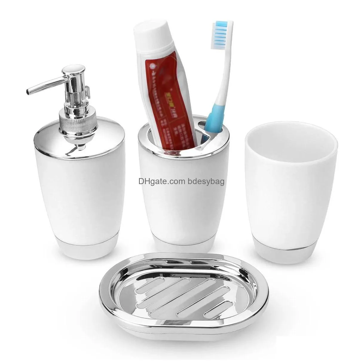 bathroom set 4pcs soap dish dispenser bottle washroom toothbrush holder cup suit home decoration accessories