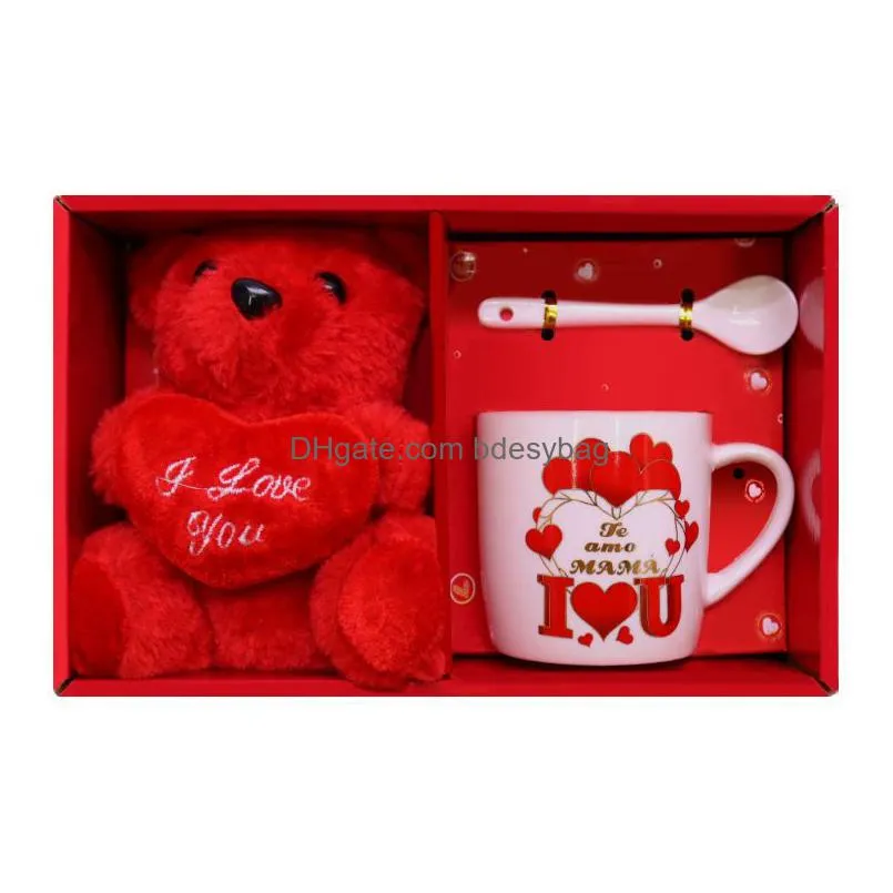 party favor ceramic mothers day cup 200ml mug water cup with bear gift package