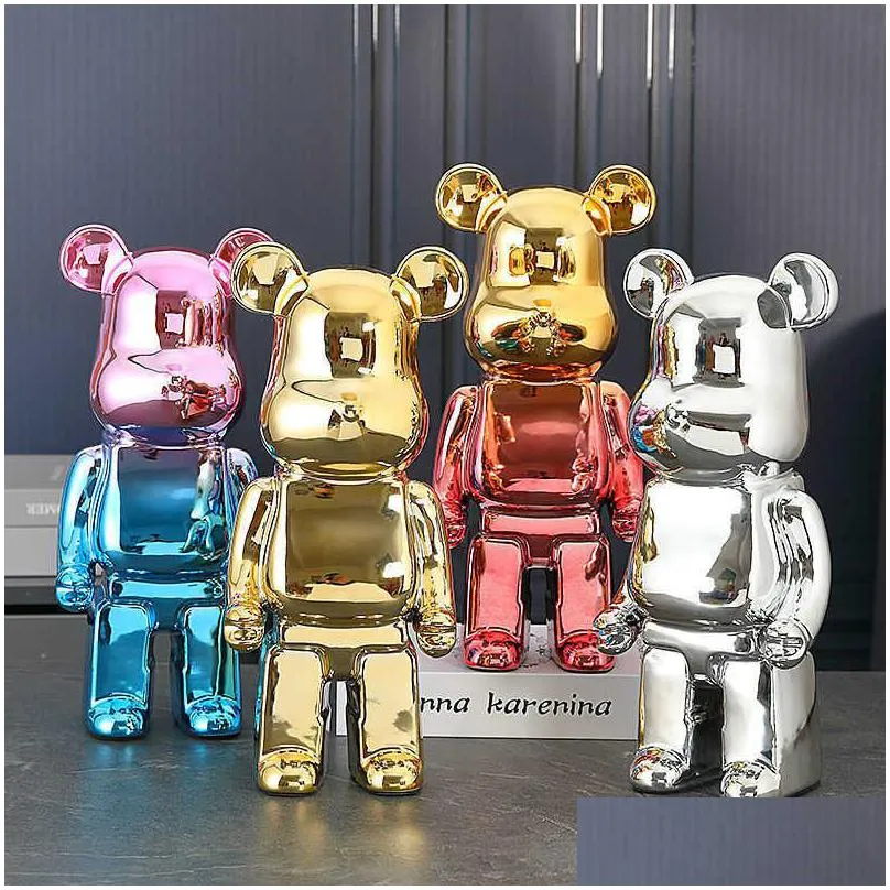 novelty games plating bearbricklys 400% statue violence bear sculpture ornaments decorative figurines living room home decor gift collectible