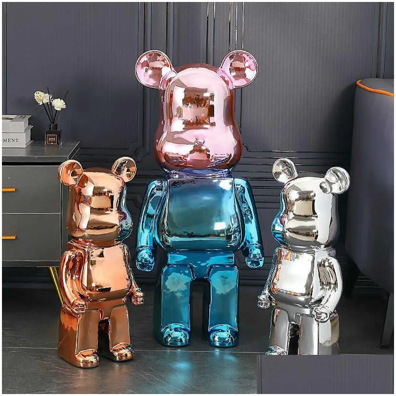 novelty games plating bearbricklys 400% statue violence bear sculpture ornaments decorative figurines living room home decor gift collectible