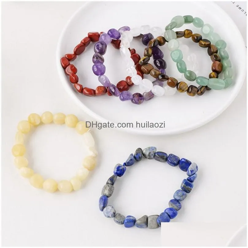 irregularly natural stone beaded bracelets jewelry amethyst gravel agate rose quartz gemstone bracelet women fashion jewelry