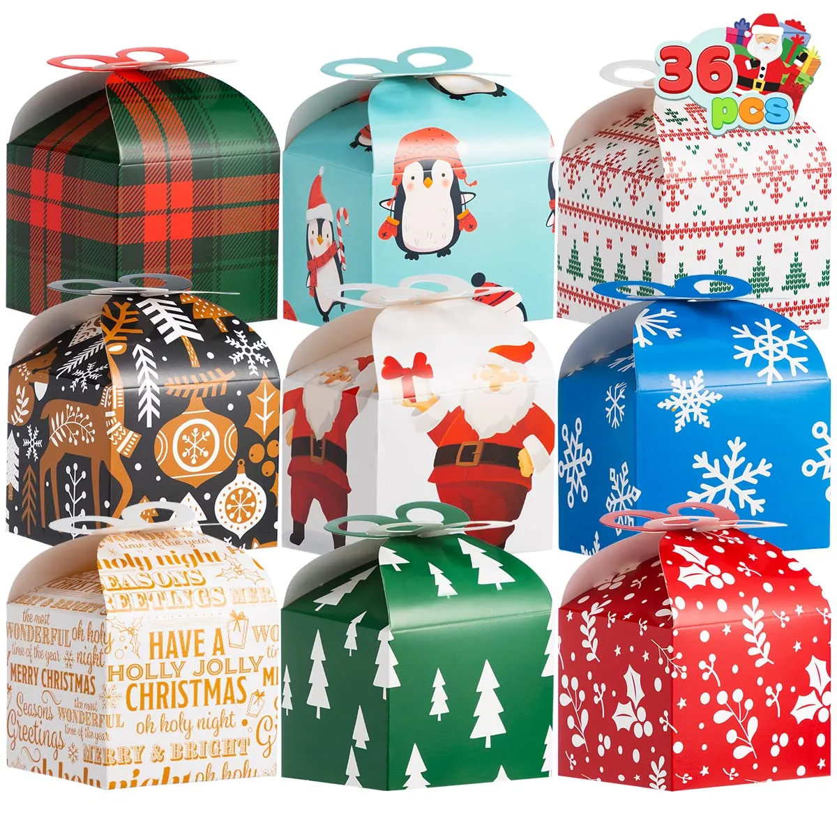 christmas treat boxes candy boxes party favor christmas cookie dessert goody boxes with handle for christmas gift giving 6 patterns