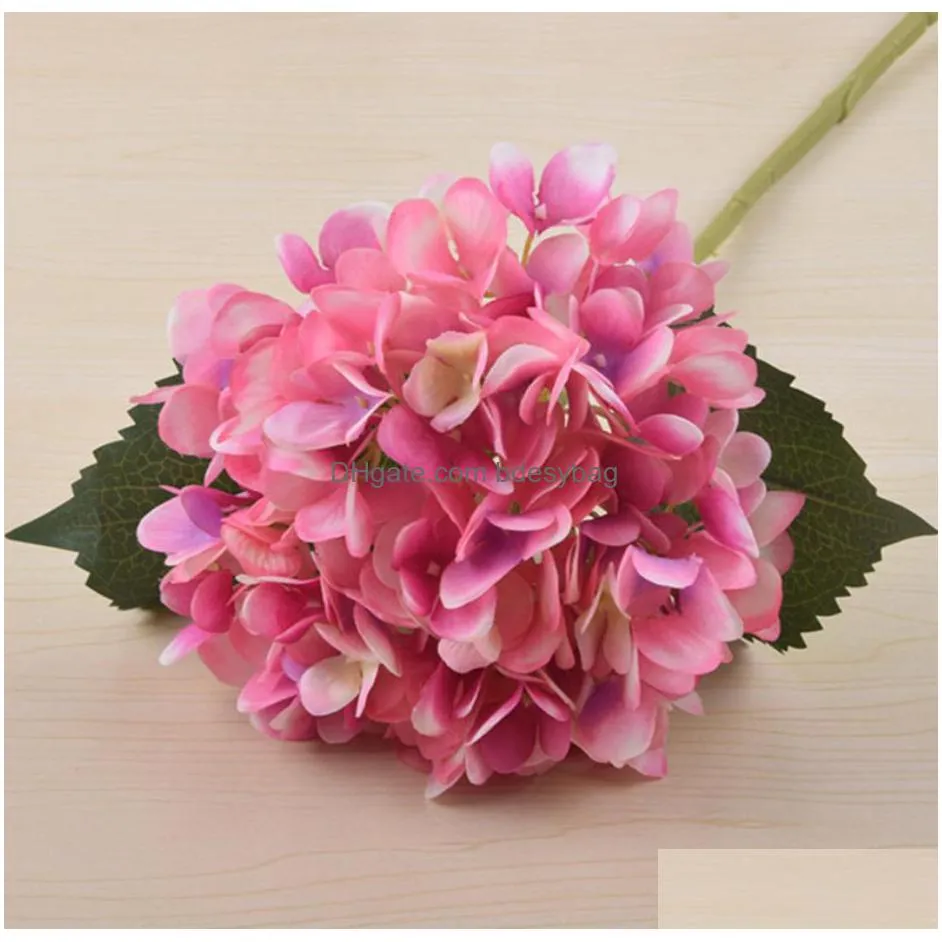 party supplies artificial hydrangea flower head 47cm fake silk single real touch hydrangeas 8 colors for wedding centerpieces home