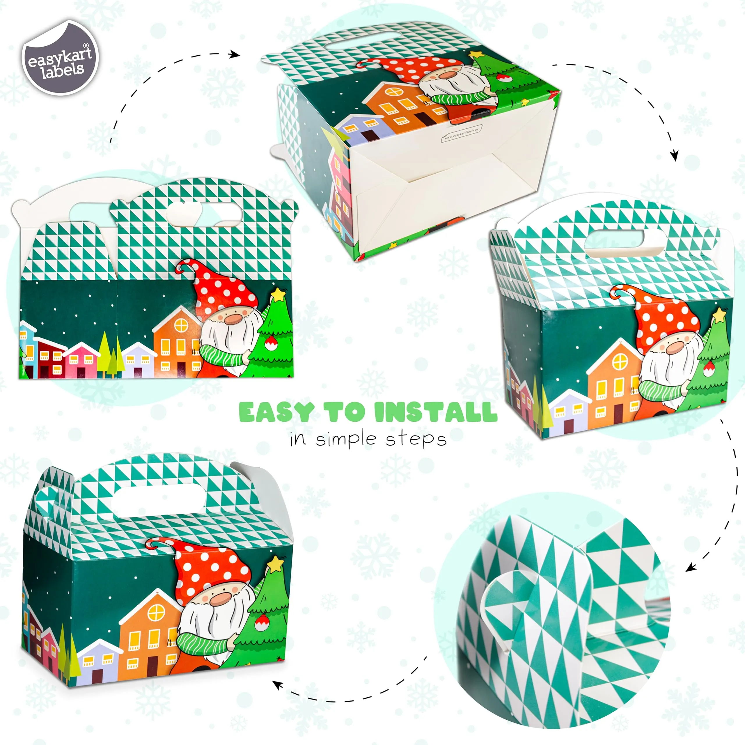 24 christmas treat boxes xmas cardboard present candy cookie boxes with handles holiday party favor supplies 6 colourful designs