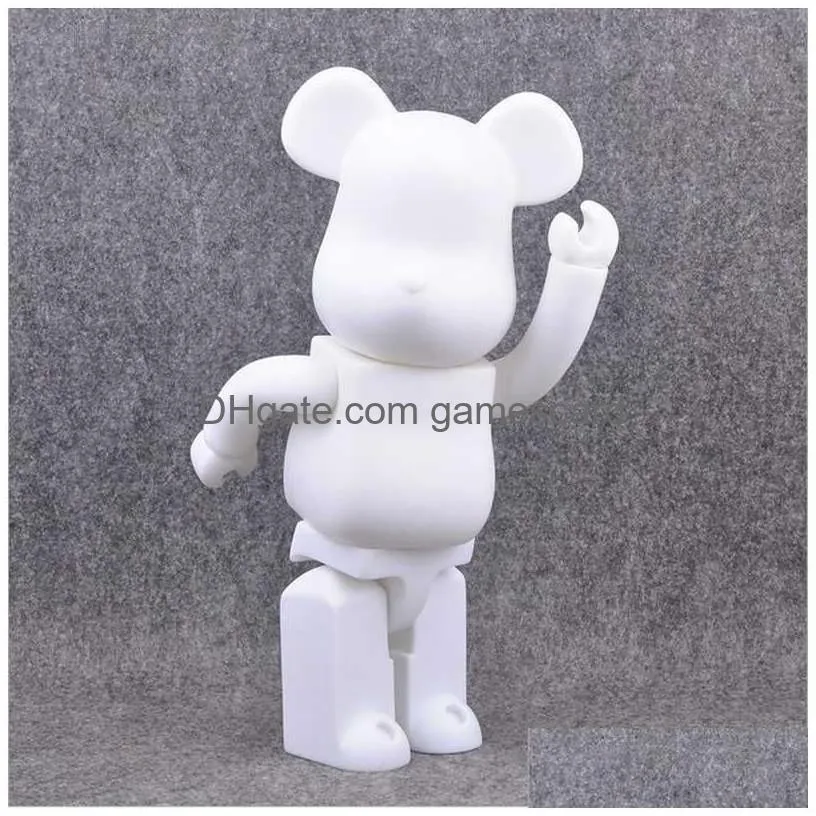 Anime & Manga Manga 400% Bearbrick Bear Brick Action Figures Toys Pvc 28Cm Model Diy Paint Dolls Kids Children Birthday Drop Delivery Dhguo