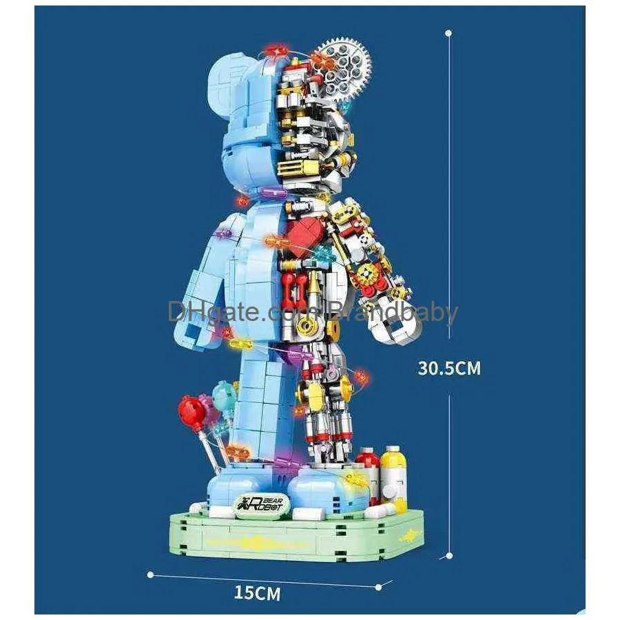 Blocks Buildmoc Ideas Technical Violent Robot Bear Light Figures 1160Pcs Model Building Blocks Toys For Children Kids Gifts Toy Bricks Dhcxk