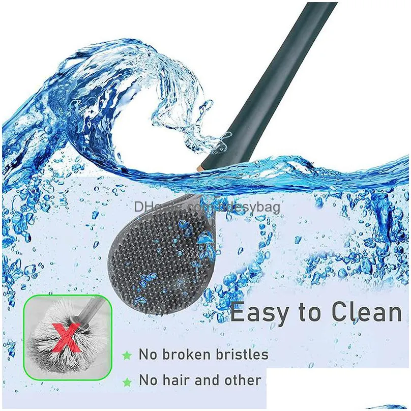 silicone toilet brushes with holder set wallmounted long handled toilet cleaning brush modern hygienic bathroom accessories