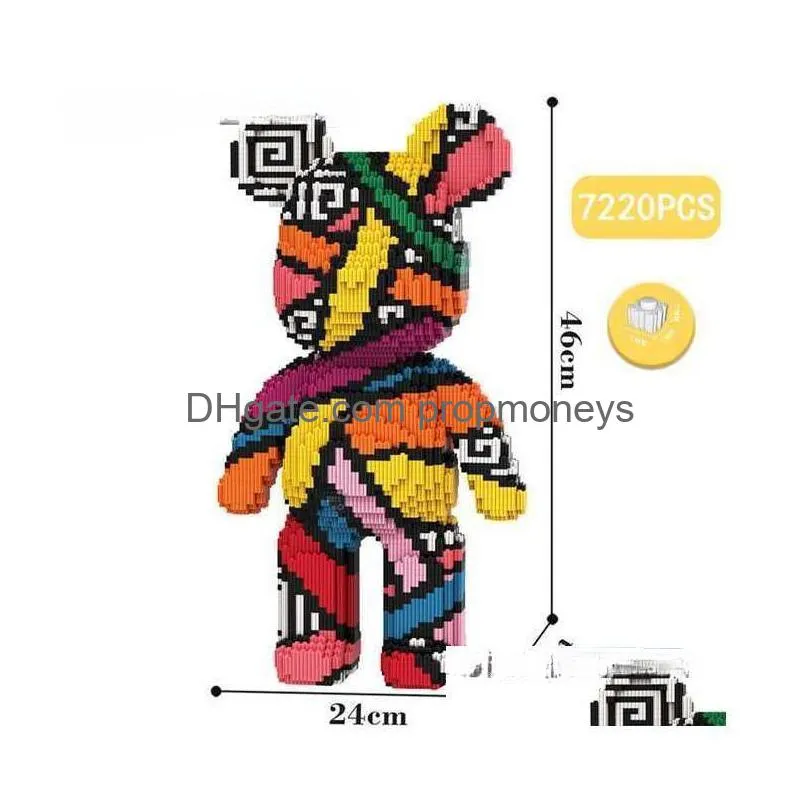 Blocks Blocks Half Anatomy Bear Nano Building Cartoon Colour With Der 3D Model Creative Micro Diamond Bricks Toys For Children Drop De Dh2Ws