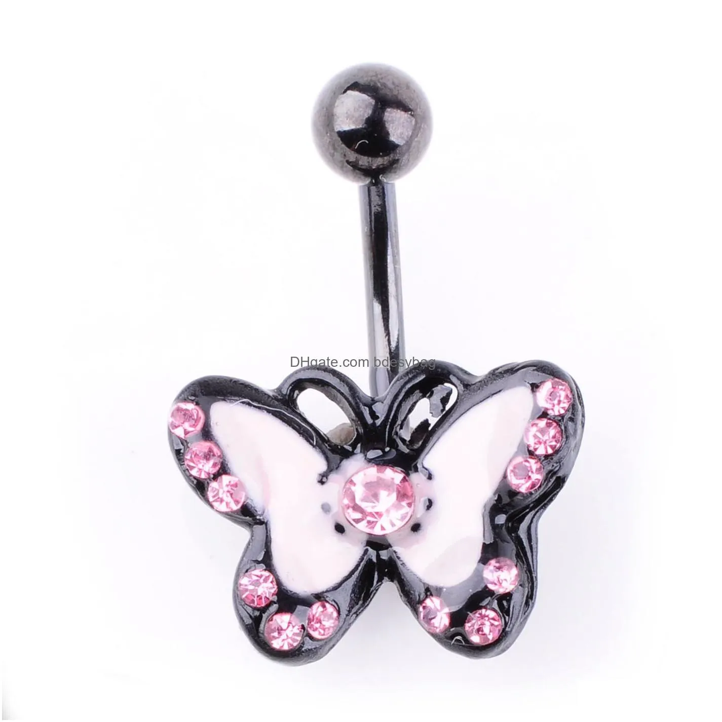 Navel & Bell Button Rings D0883 Clear Color Belly Ring Nice Red-Crowned Crane Style With Piercing Body Navel Jewelry Drop Delivery Jew Dhqlj