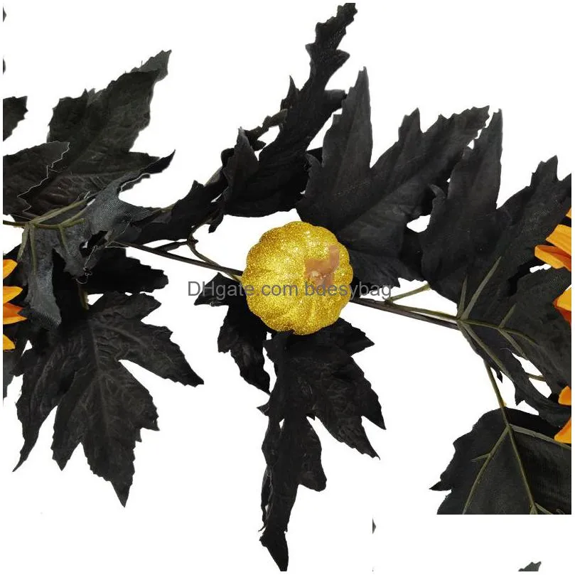 180cm new black halloween decoration flowers halloweenhome interior simulation halloween maple leaf decorations